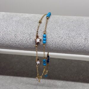 Gold-Plated Stainless Steel Anklets - Star and turquoise Design
10”
New,
